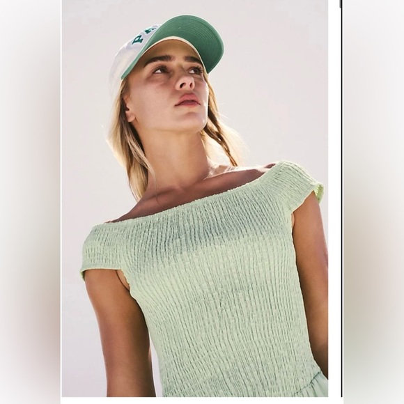 Free People Ceci Smocked
Cotton Midi Dress in Mint XS - Picture 3 of 6